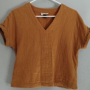 Universal Thread Women's Mustard V-Neck Blouse